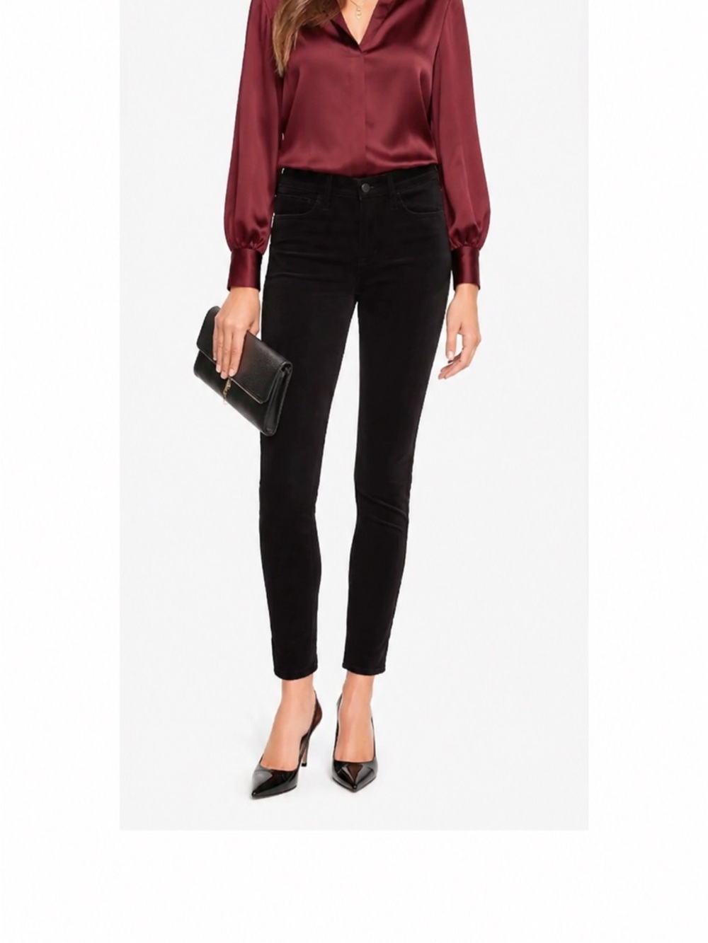 Calvin Klein Jeans Womens Velveteen High Rise Ankle Skinny Pants Black Size 29